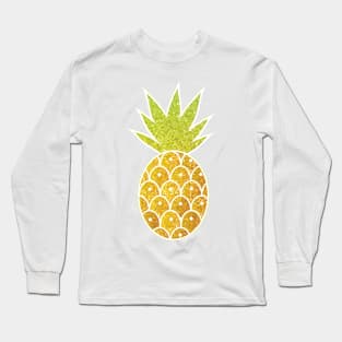 Glitter Tropical Pineapple with Stripes and Dots Long Sleeve T-Shirt